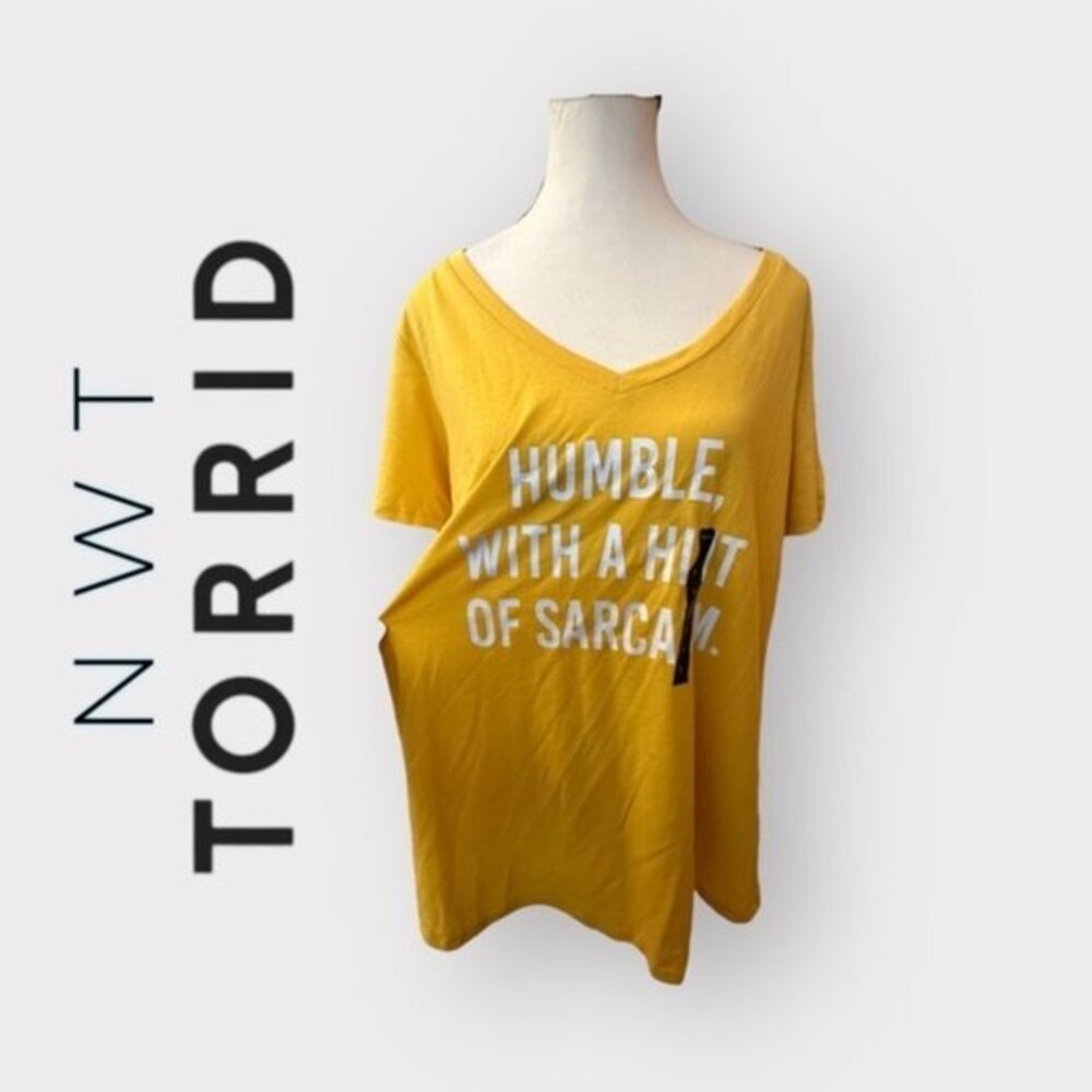 NWT Women’s Torrid Yellow Graphic Tee Humble With a Bit of Sarcasm 2 2X 2XL XXL
